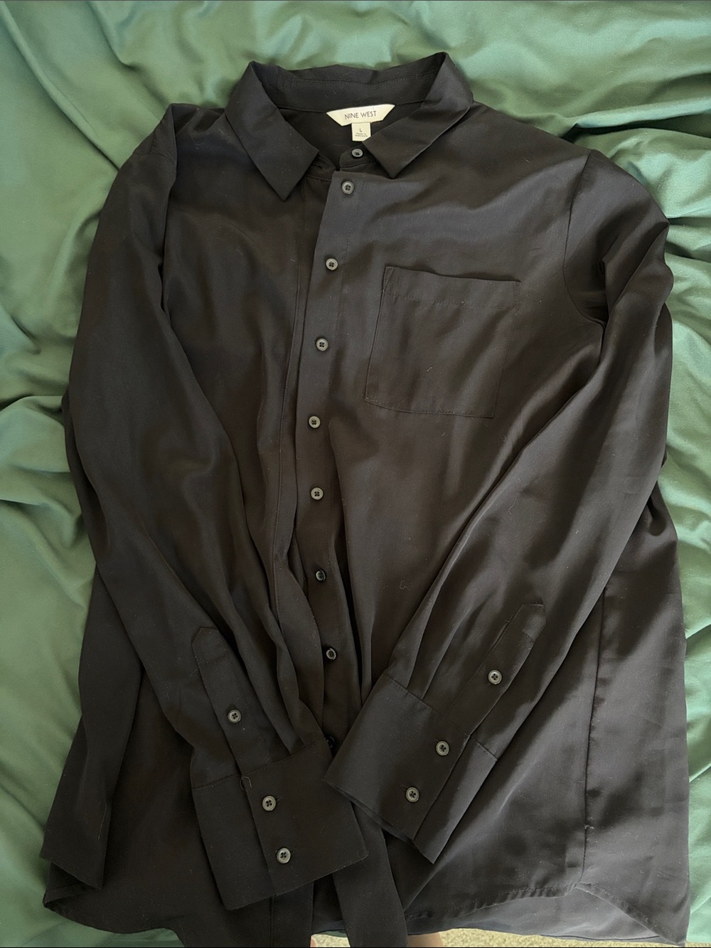 Nine West Women’s Black Long-Sleeve Button-Down Shirt